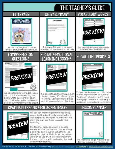 LACEY WALKER, NONSTOP TALKER activities and lesson plan ideas