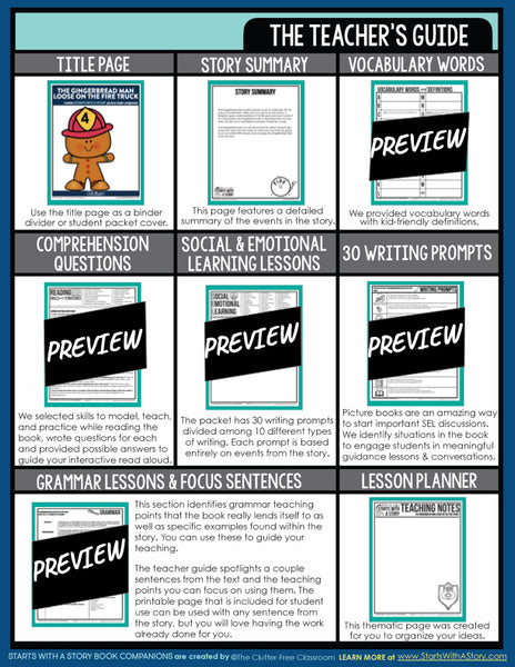 THE GINGERBREAD MAN LOOSE ON THE FIRE TRUCK activities and lesson plan ideas