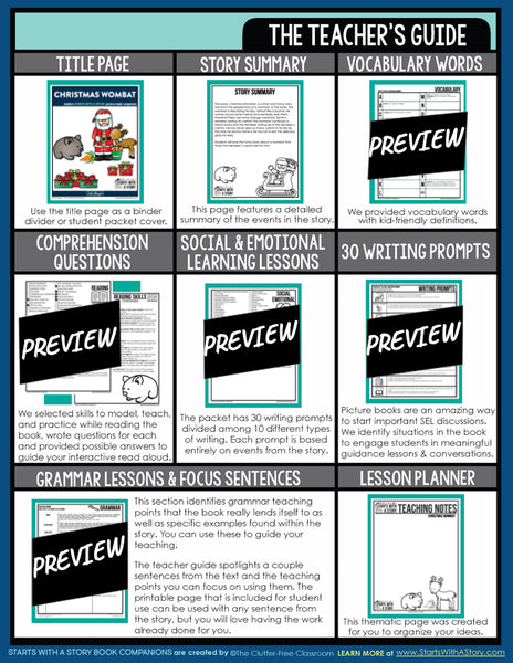 Christmas Wombat activities and lesson plan ideas