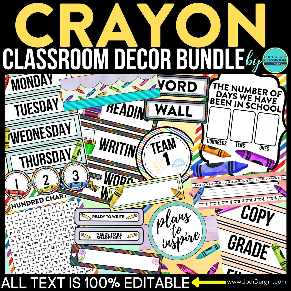 Crayon Theme Classroom Decor and Activities Bundle 