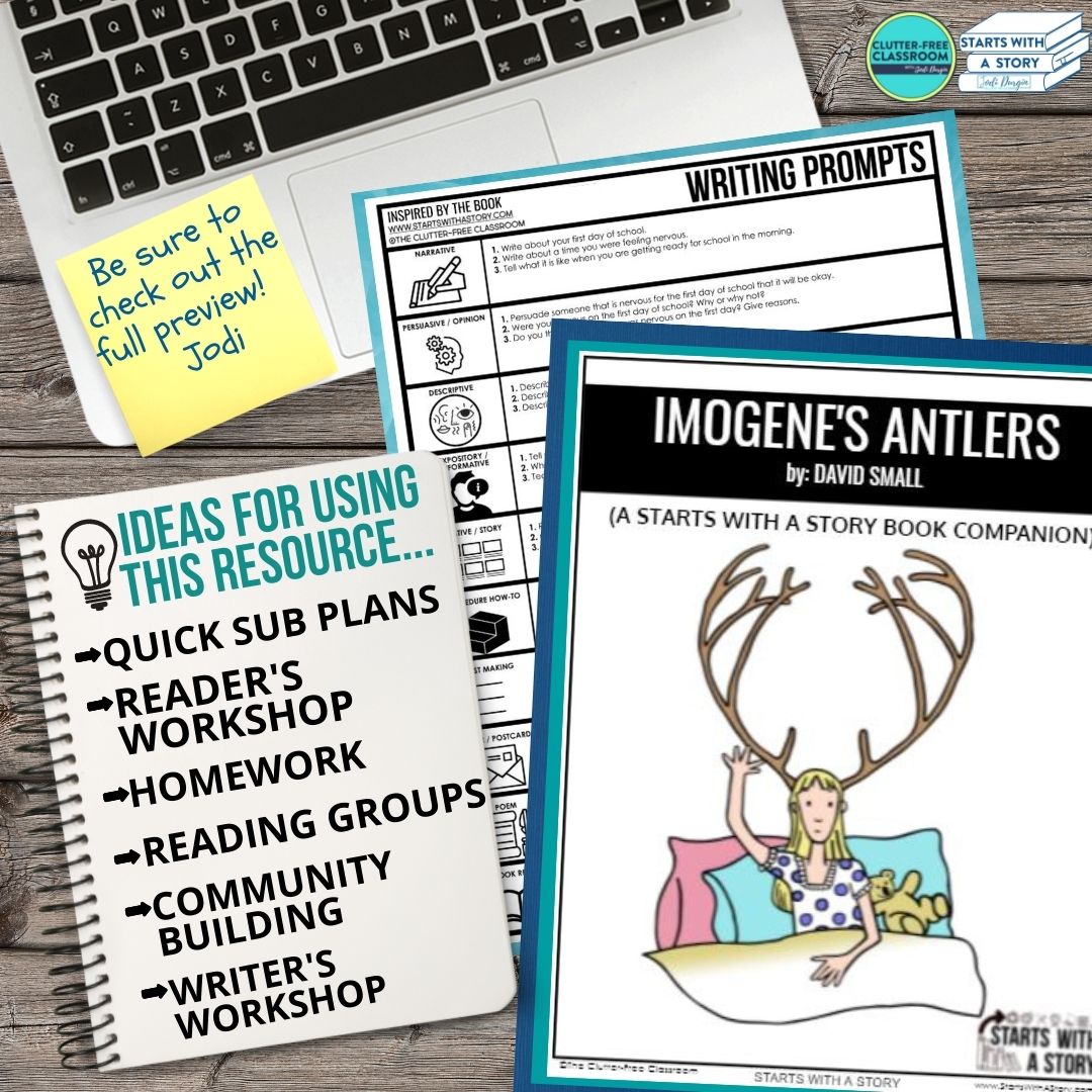 IMOGENE’S ANTLERS activities, worksheets &amp; lesson plan ideas – Clutter ...