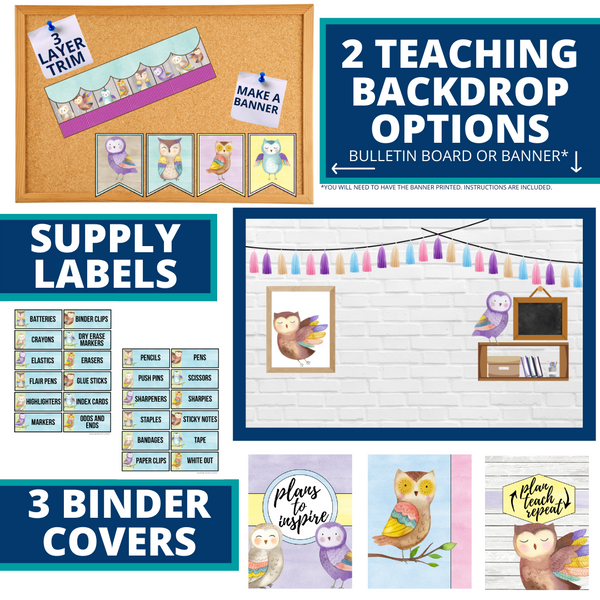 Owl Classroom Theme Decorations Bundle
