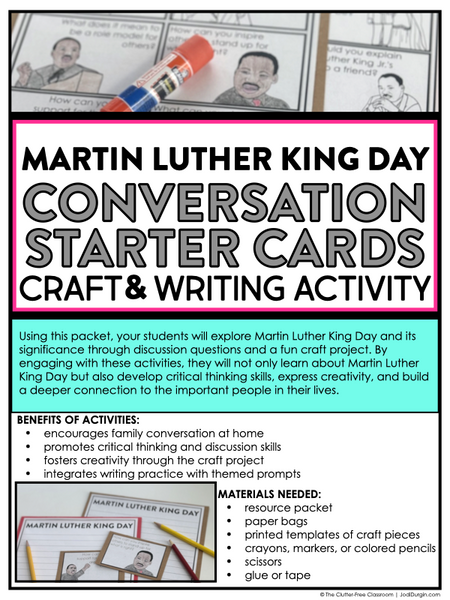 Dr. Martin Luther King, Jr. Writing Prompts & Paper Bag Craft 1st 2nd 3rd Grade