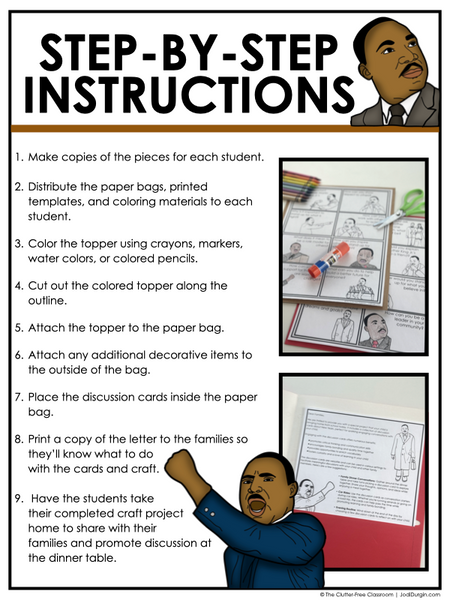 Dr. Martin Luther King, Jr. Writing Prompts & Paper Bag Craft 1st 2nd 3rd Grade