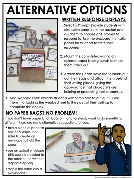 Dr. Martin Luther King, Jr. Writing Prompts & Paper Bag Craft 1st 2nd 3rd Grade