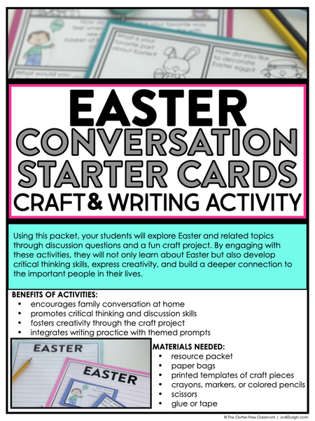 Easter Writing Prompts & Bunny Paper Bag Craft 1st 2nd 3rd Grade