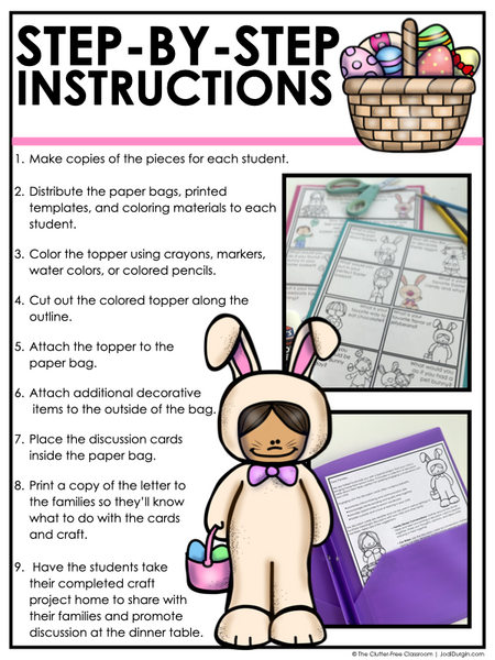 Easter Writing Prompts & Bunny Paper Bag Craft 1st 2nd 3rd Grade