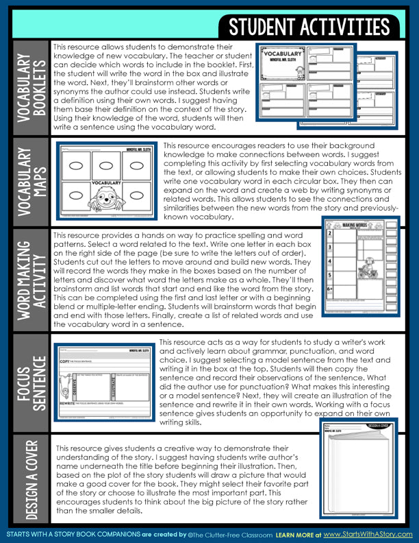 MINDFUL MR. SLOTH activities and lesson plan ideas – Clutter Free ...
