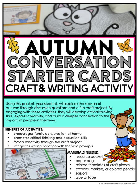 Autumn Writing Prompts for Kids with Fall Paper Bag Craft 1st 2nd 3rd Grade