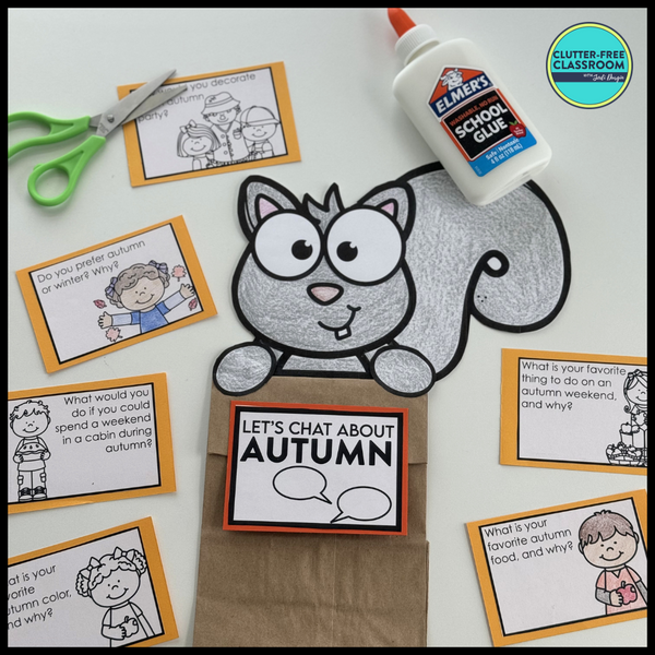 Autumn Writing Prompts for Kids with Fall Paper Bag Craft 1st 2nd 3rd Grade