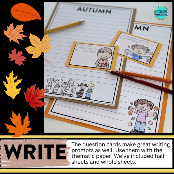 Autumn Writing Prompts for Kids with Fall Paper Bag Craft 1st 2nd 3rd Grade