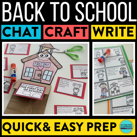 Back to School Writing Prompts & Paper Bag Craft 1st 2nd 3rd Grade