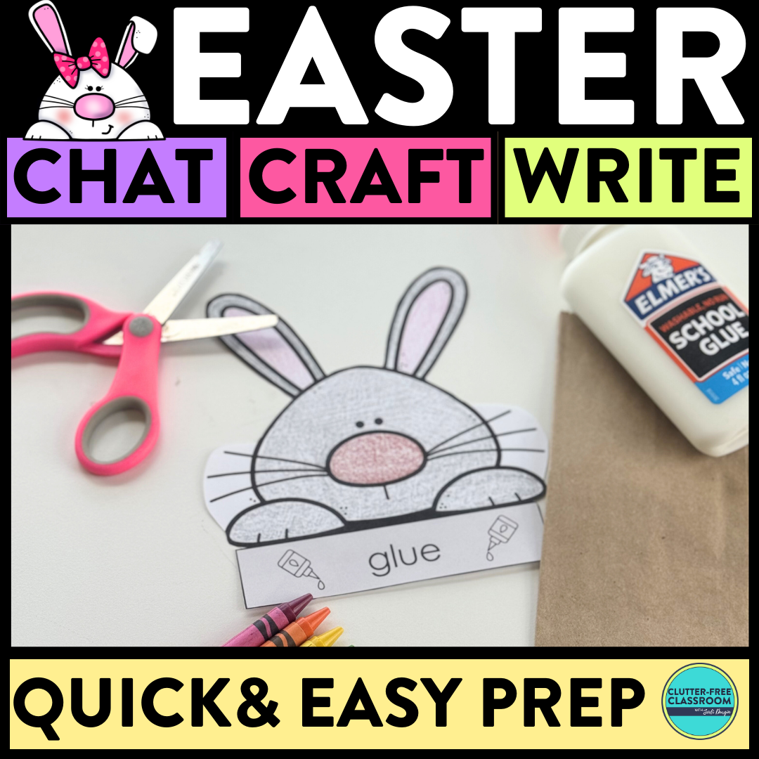 Easter Writing Prompts & Bunny Paper Bag Craft 1st 2nd 3rd Grade