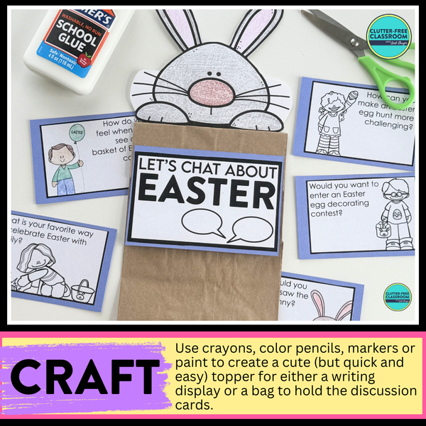 Easter Writing Prompts & Bunny Paper Bag Craft 1st 2nd 3rd Grade