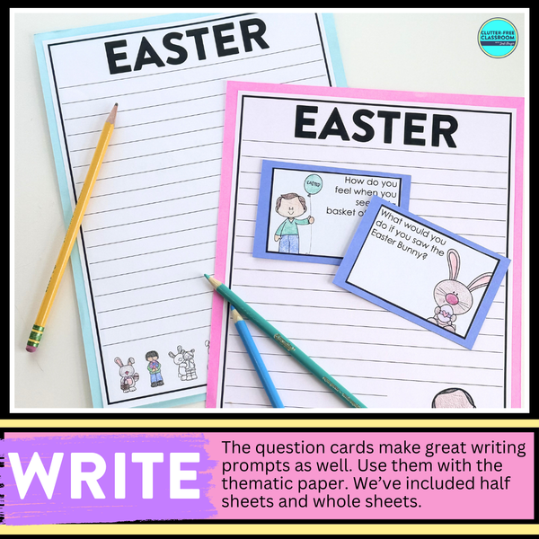 Easter Writing Prompts & Bunny Paper Bag Craft 1st 2nd 3rd Grade