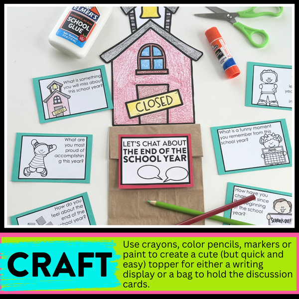 End of the School Year Writing Prompts & Paper Bag Craft 1st 2nd 3rd Grade