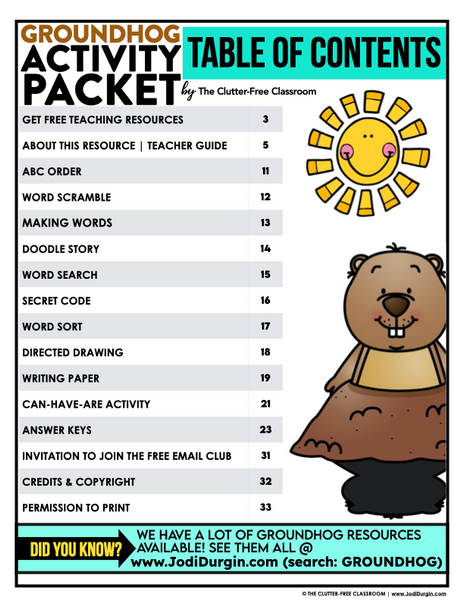 Groundhog Day Activity Packet