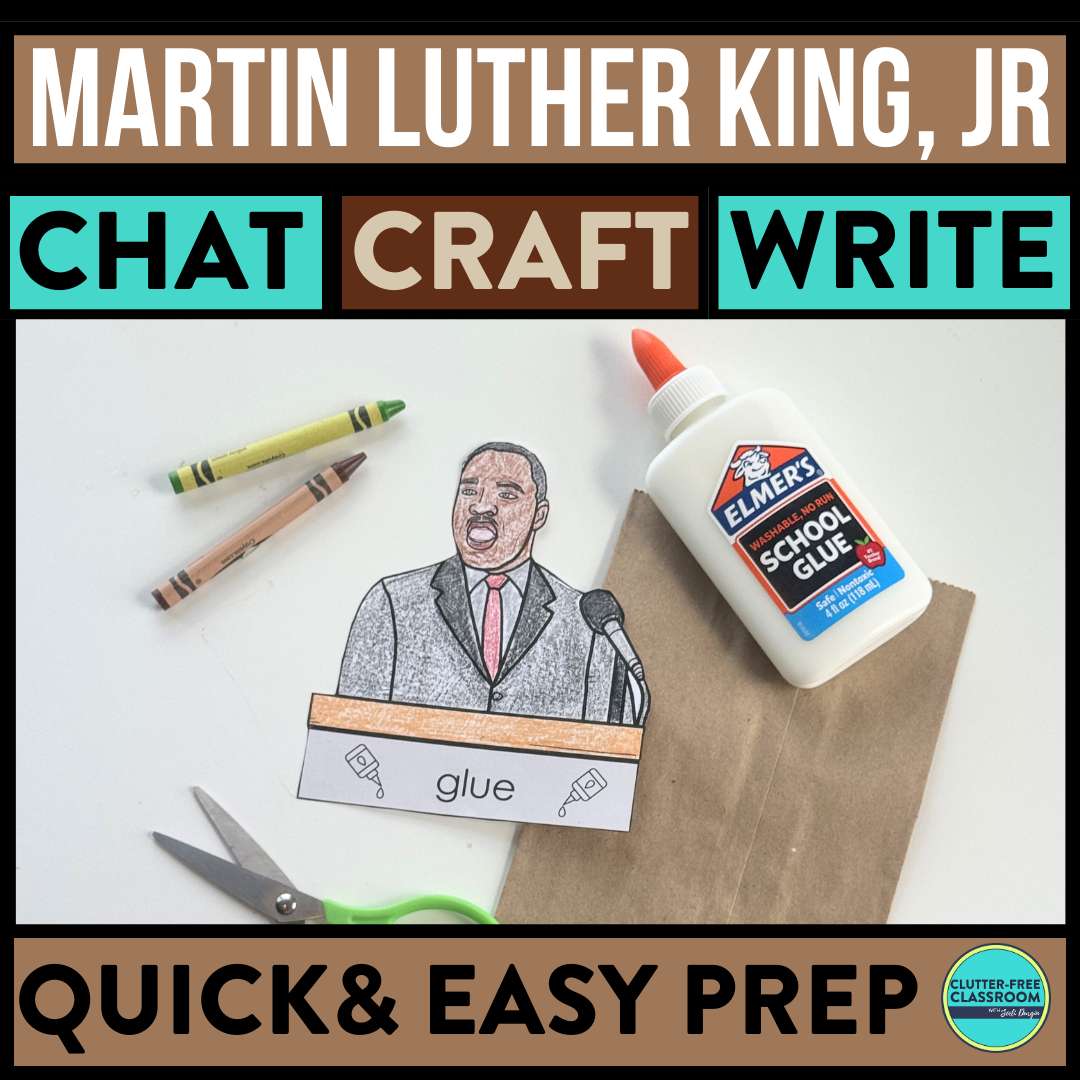 Dr. Martin Luther King, Jr. Writing Prompts & Paper Bag Craft 1st 2nd 3rd Grade