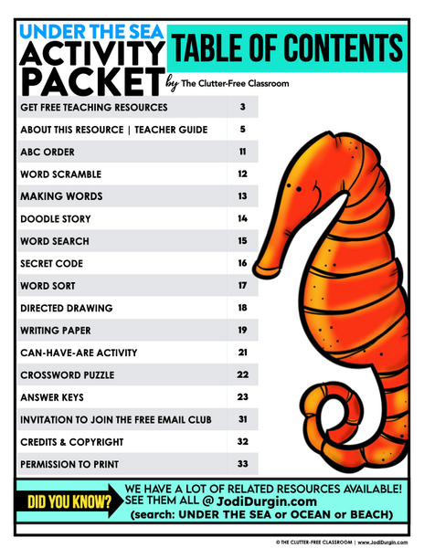 Under the Sea Activity Packet