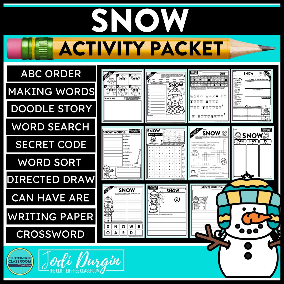 Snow Packets Snow Activity Packet – Clutter Free Classroom Store
