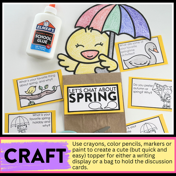 Spring Writing Prompts & Paper Bag Craft 1st 2nd 3rd Grade