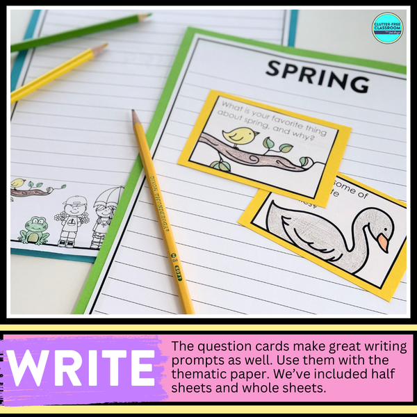 Spring Writing Prompts & Paper Bag Craft 1st 2nd 3rd Grade