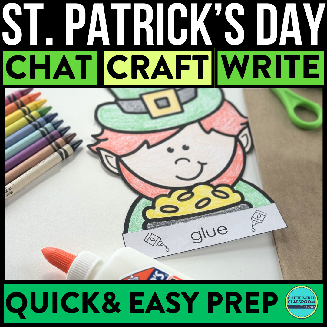 St. Patrick's Day Writing Prompts & Leprechaun Paper Bag Craft 1st 2nd 3rd Grade