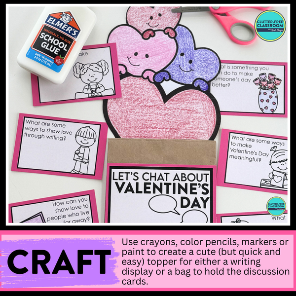 Valentine's Day Writing Prompts & Paper Bag Craft 1st 2nd 3rd Grade