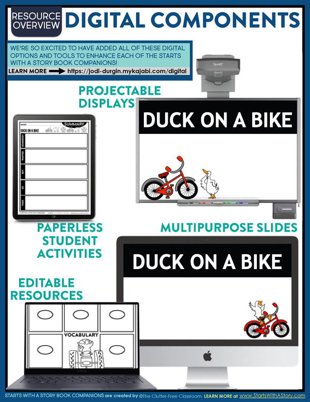 DUCK ON A BIKE activities and lesson plan ideas – Clutter Free Classroom Store for Duck On A Bike Free Printables