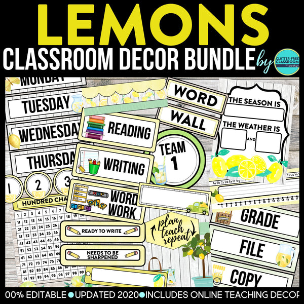 Lemon Classroom Decorations Theme Bundle