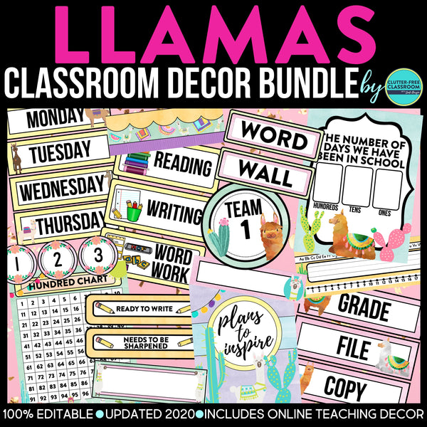 Llama Classroom Decorations Themed Bundle