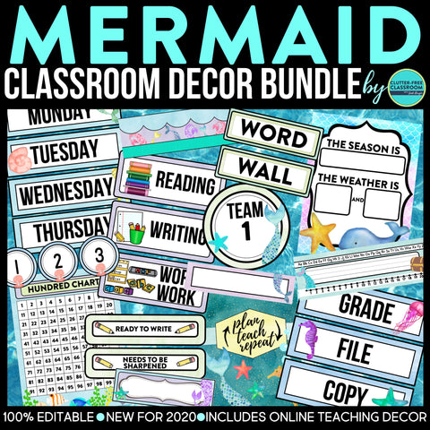 Mermaid Classroom Theme Decor Bundle