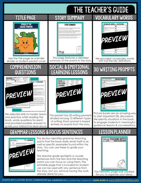 THE LEGEND OF SPOOKLEY THE SQUARE PUMPKIN activities and lesson plan ideas