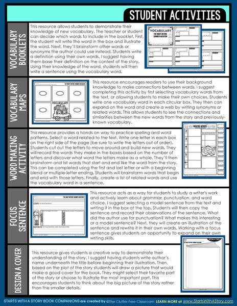 THE NIGHT BEFORE SUMMER VACATION activities and lesson plan ideas