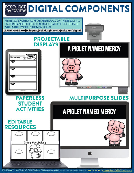 A PIGLET NAMED MERCY activities, worksheets & lesson plan ideas