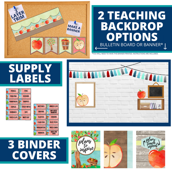 Apple Theme Classroom Decorations and Teaching Essentials Bundle