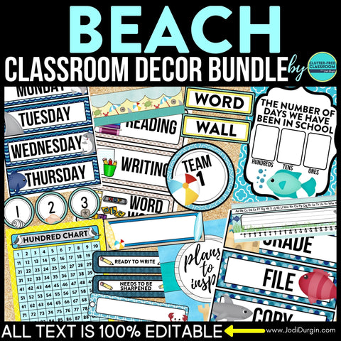 Ocean Theme Beach Classroom Decor Bundle