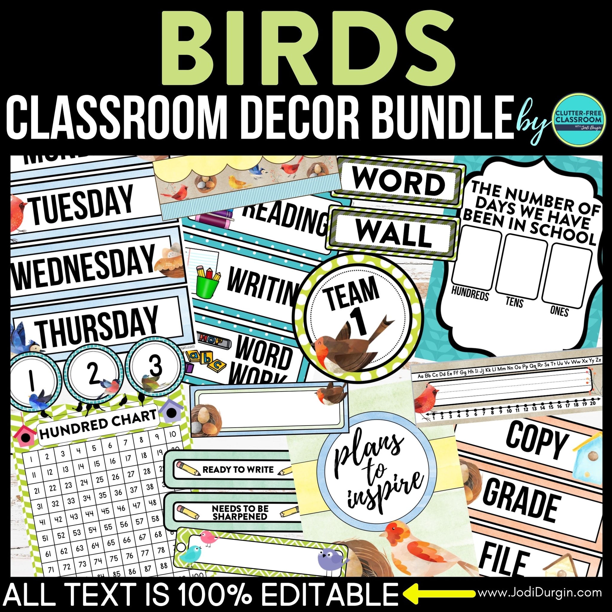 Bird Themed Classroom Decor Bundle