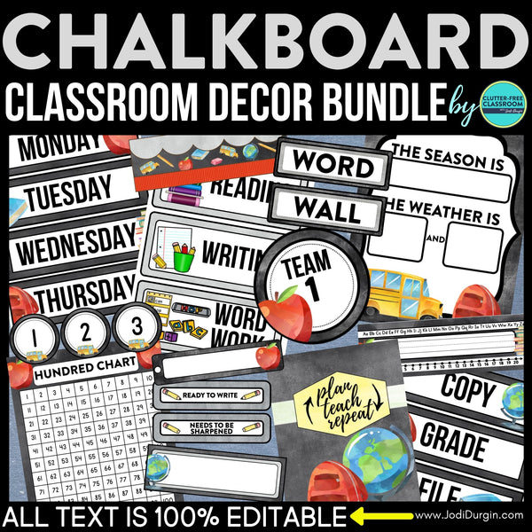 Chalkboard Classroom Theme Decor Bundle