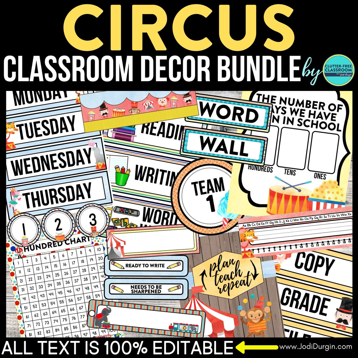 Circus Classroom Theme Decor Bundle Clutter Free Classroom Store