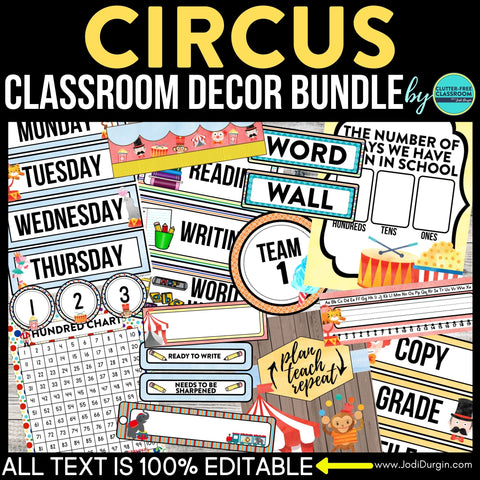 Circus Classroom Theme Decor Bundle