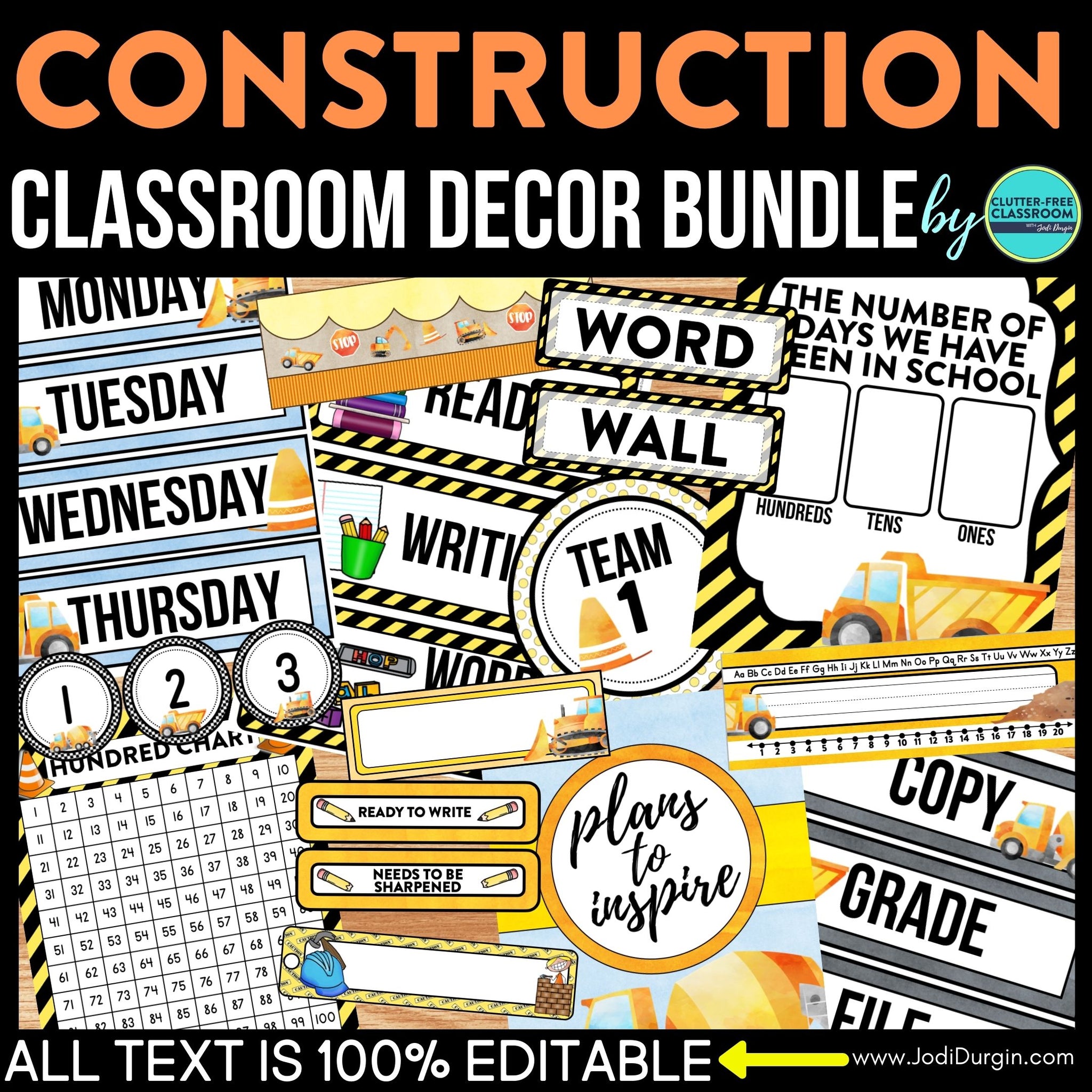 Construction Classroom Theme Decor Bundle