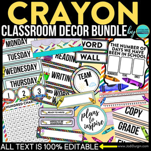 Crayon Classroom Theme Decor Bundle