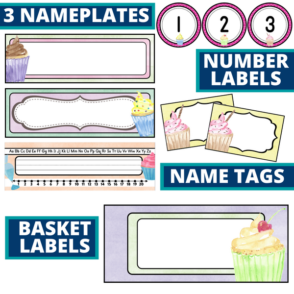 Cupcake Classroom Theme Decor Bundle