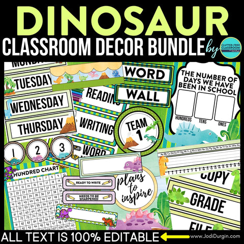 Dinosaur Classroom Themed Decor Bundle