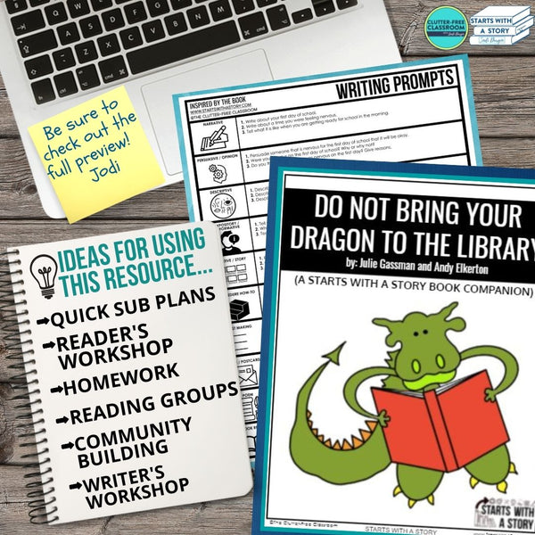 DO NOT BRING YOUR DRAGON TO THE LIBRARY  activities, worksheets & lesson plan ideas