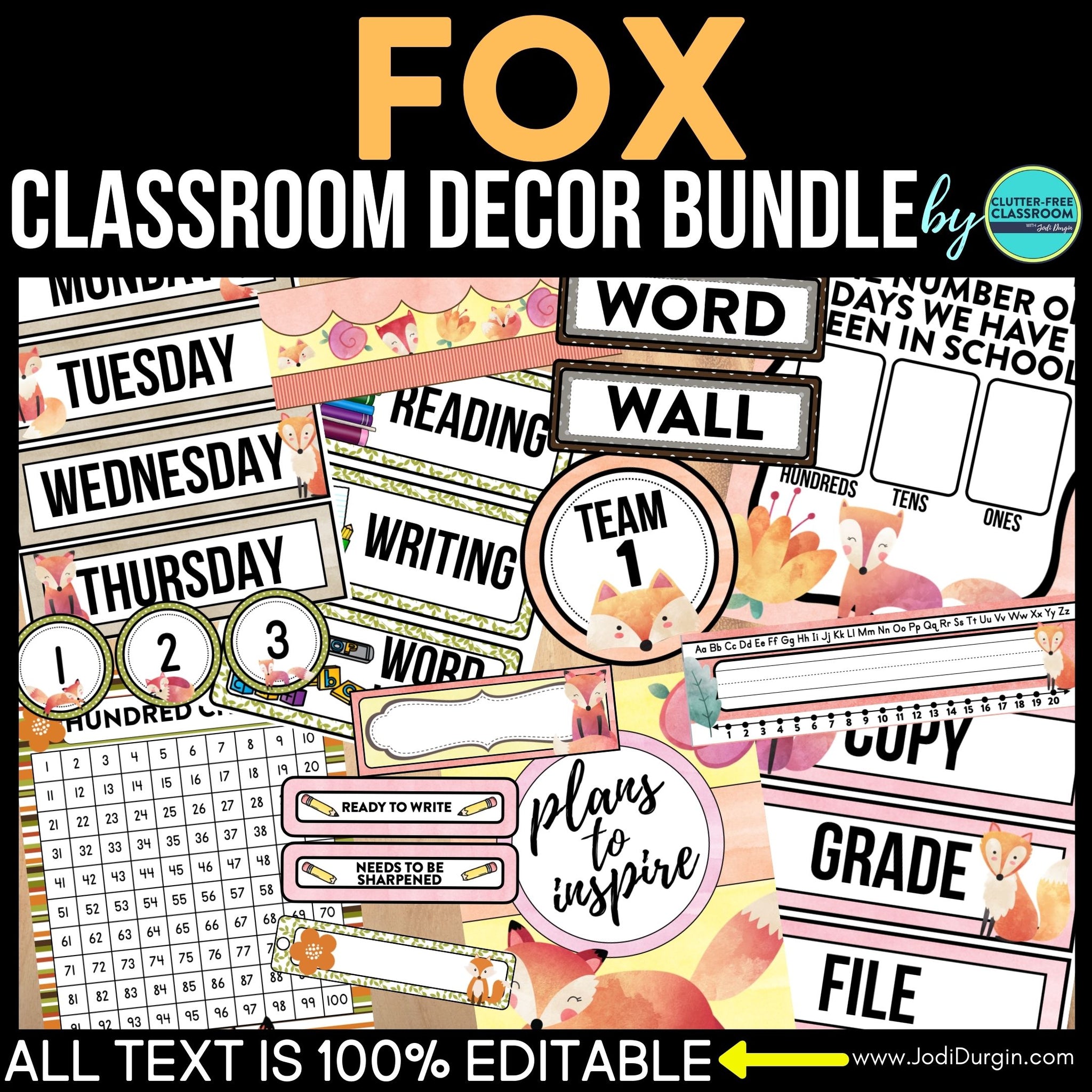 Fox Themed Classroom Decor Bundle