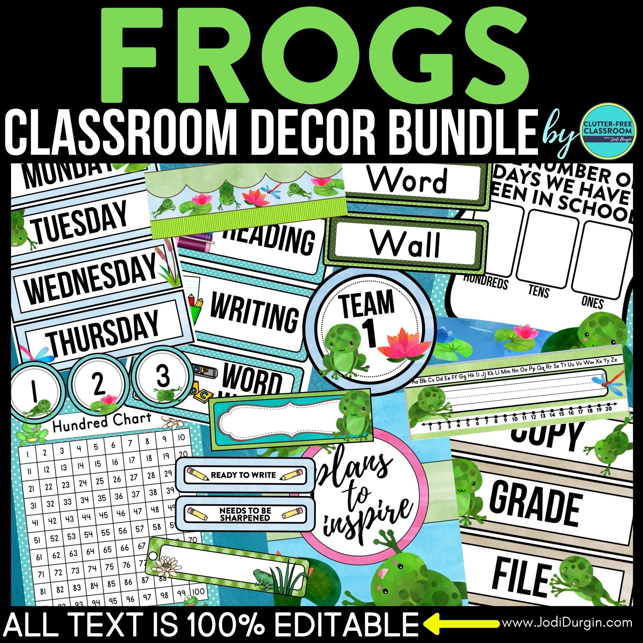 Frog Classroom Theme Decor Bundle