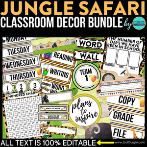 Safari Jungle Theme Classroom Decor Bundle