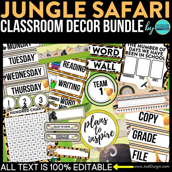 Safari Jungle Theme Classroom Decor Bundle